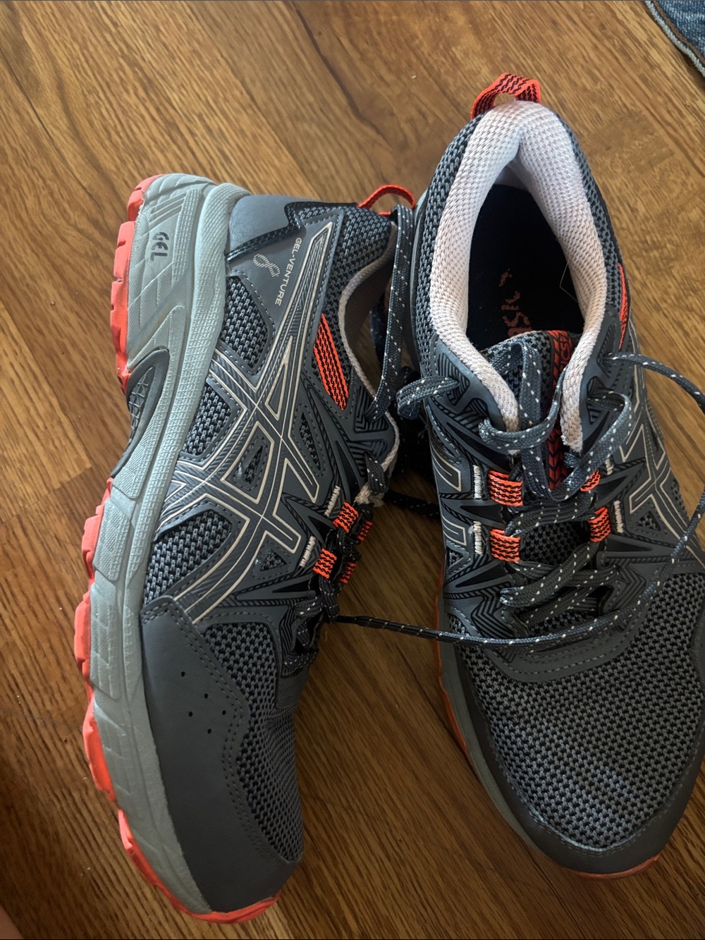 Asics Gray and Coral Trail Running Shoes